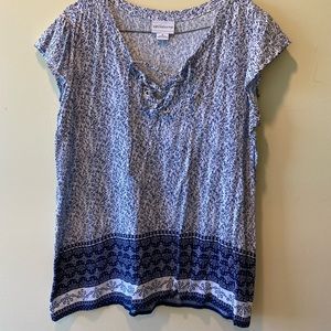 Blue and white blouse